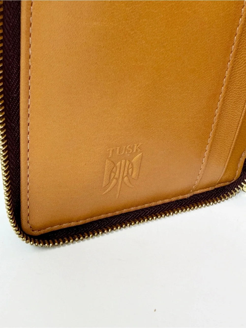 Tusk Croc Embossed Leather Double Zip Around Continental Wallet Burgundy